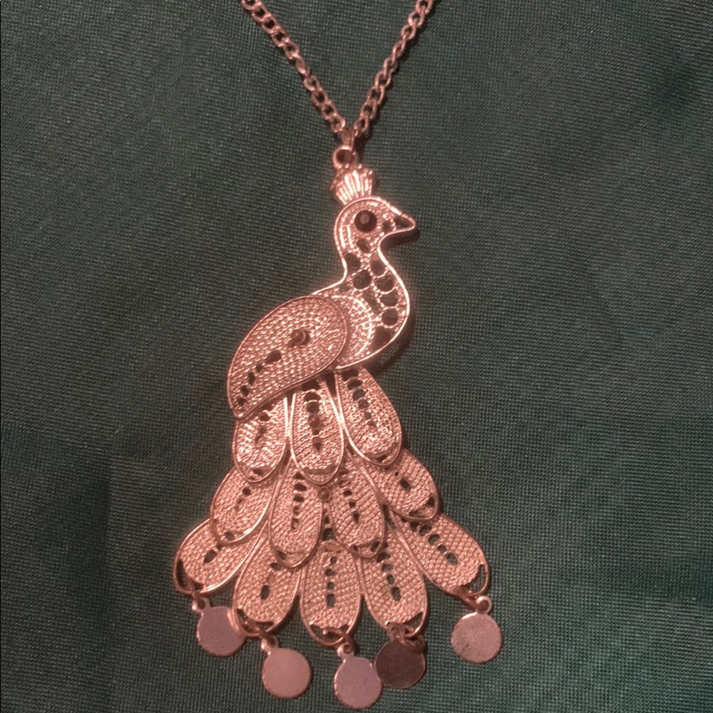 Elegant Silver Peacock Pendant Necklace